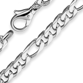 7,7mm Armband Figarokette diamantiert Armschmuck aus 925 Silber rhodiniert 22cm