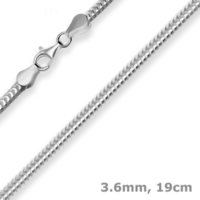 3,6mm Armband Schlangenkette oval Armschmuck aus 925 Silber rhodiniert 19cm
