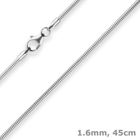 1,6mm Schlangenkette Silberkette Collier Halskette aus 925 Silber 45cm