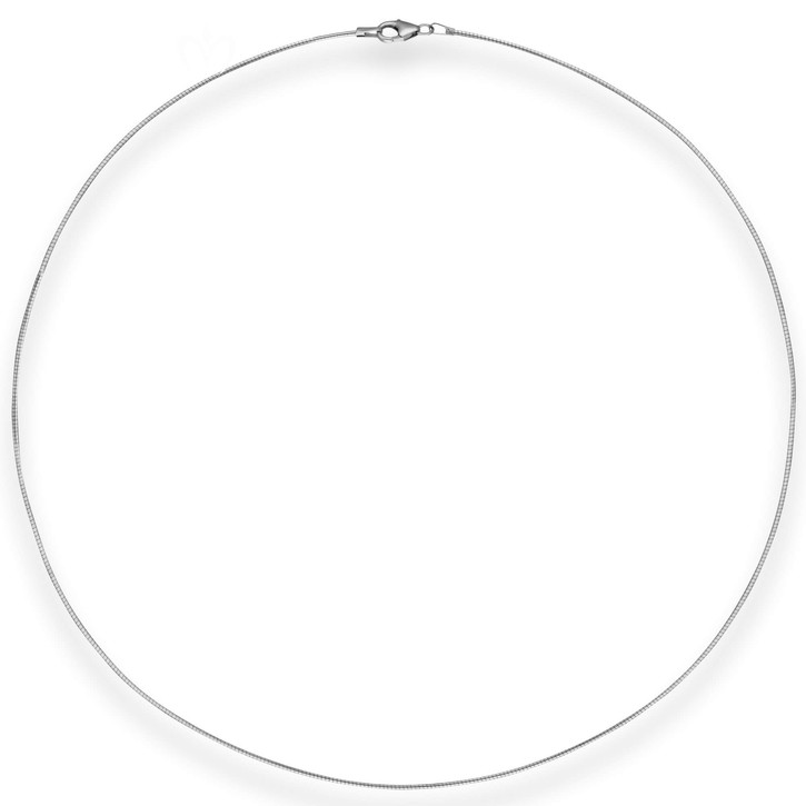 1mm Halsreif Tondakette aus 925 Silber rhodiniert 50cm