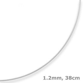 1,2mm Halsreif Omegareif Halskette aus 925 Silber rhodiniert 38cm