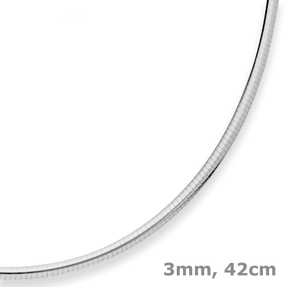 3mm Tondakette oval Silberkette Collier Halskette aus 925 Silber rhodiniert 42cm