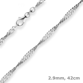 2,9mm Singapurkette Silberkette Collier Halskette aus 925 Silber rhodiniert 42cm 2,9mm Singapurkette Silberkette Collier Halskette aus 925 Silber rhodiniert 42cm