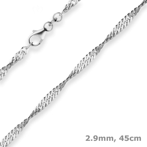 2,9mm Singapurkette Silberkette Collier Halskette aus 925 Silber rhodiniert 45cm
