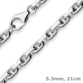 5,3mm Armband Ankerkette diamantiert Armschmuck aus 925 Silber rhodiniert 21cm
