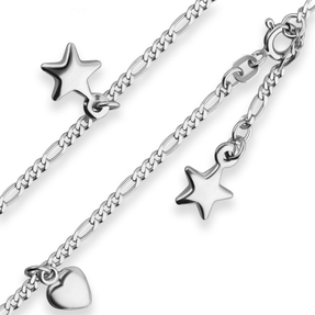 2,2mm Figarokette diamantiert Kette Fusskette Fussschmuck aus 925 Silber 25cm