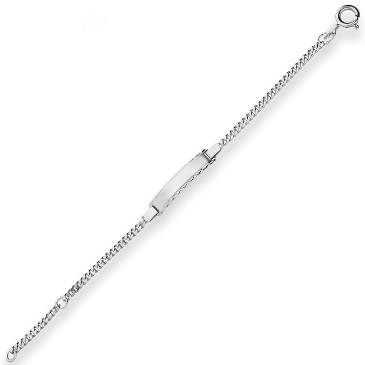 2.4mm Id-Armband Panzerkette Schildband 925 Silber rhodiniert