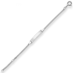 2,4mm Id-Armband Panzerkette Schildband aus 925 Silber rhodiniert 14cm