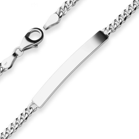 3,8mm Id-Armband Panzerkette Schildband Armschmuck aus 925 Silber 19cm