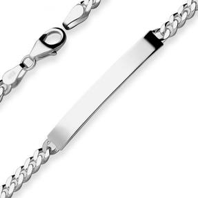 4,1mm Id-Armband Panzerkette Schildband aus 925 Silber rhodiniert 21cm