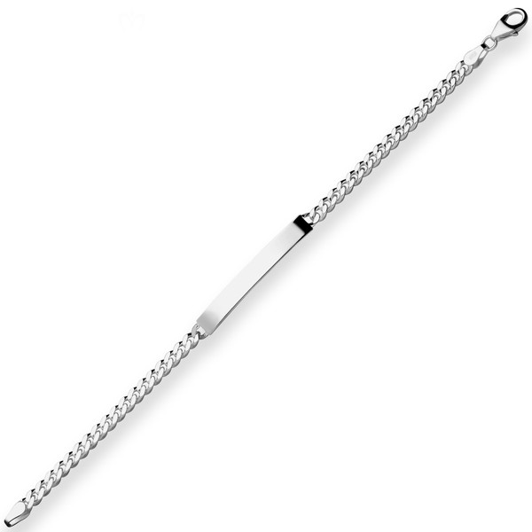 4.1mm Id-Armband Panzerkette Schildband 925 Silber rhodiniert