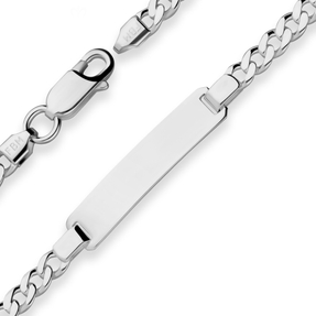 4,7mm Id-Armband Panzerkette Schildband aus 925 Silber rhodiniert 21cm