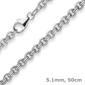 5,1mm Erbskette Silberkette Collier Halskette aus 925 Silber rhodiniert 50cm