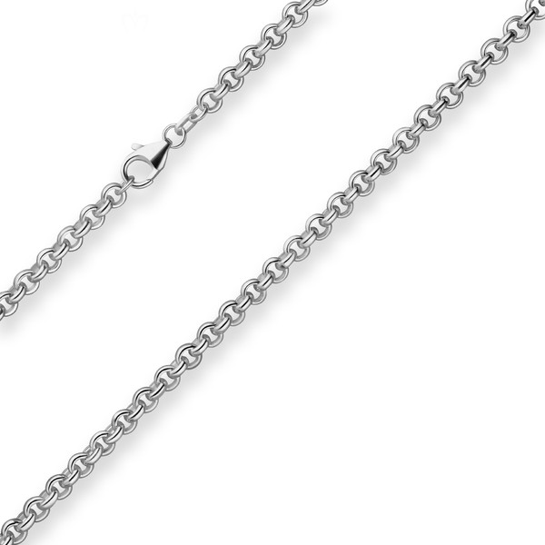 5.1mm Erbskette hohl aus 925 Silber rhodiniert 50cm