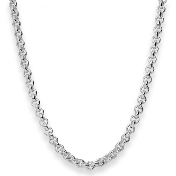5.1mm Erbskette hohl aus 925 Silber rhodiniert 50cm