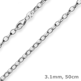 3,1mm Erbskette Silberkette Collier Halskette aus 925 Silber rhodiniert 50cm