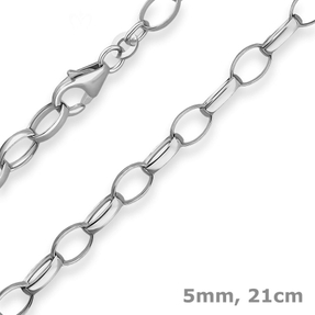5mm Armband Erbskette Silberarmband Armschmuck aus 925 Silber rhodiniert 21cm