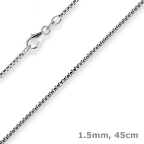 1,5mm Veneziakette rund Kette Collier Halskette aus 925 Silber rhodiniert 45cm