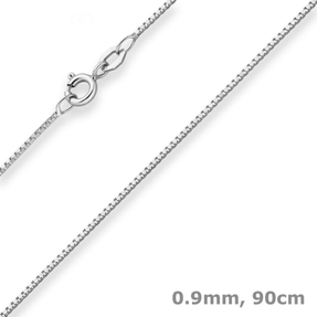 0,9mm Veneziakette Silberkette Collier Halskette aus 925 Silber rhodiniert 90cm