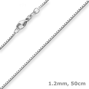 1,2mm Veneziakette Silberkette Collier Halskette aus 925 Silber rhodiniert 50cm