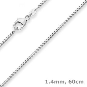1,4mm Veneziakette Silberkette Collier Halskette aus 925 Silber rhodiniert 60cm