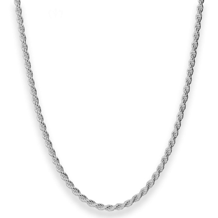 3.1mm Kordelkette massiv aus 925 Silber rhodiniert 45cm