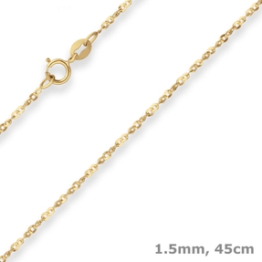1,5mm Fantasiekette Goldkette Collier Halskette aus 333 Gold Gelbgold 45cm