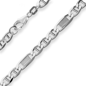 5,2mm Panzerstegkette Kette Collier Halskette aus 925 Silber rhodiniert 55cm