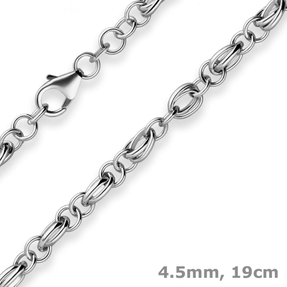 4,5mm Armband Ankerkette weit Armschmuck aus 925 Silber rhodiniert 19cm