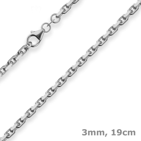 3mm Armband Ankerkette diamantiert Armschmuck aus 925 Silber rhodiniert 19cm 3mm Armband Ankerkette diamantiert Armschmuck aus 925 Silber rhodiniert 19cm