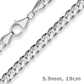 5,9mm Armband Panzerkette oval diamantiert aus 925 Silber rhodiniert 19cm