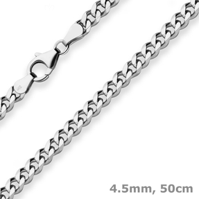 4,5mm Panzerkette Silberkette Collier Halskette aus 925 Silber rhodiniert 50cm
