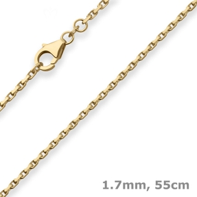 1,7mm Ankerkette diamantiert Kette Collier Halskette aus 333 Gold Gelbgold 55cm