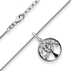 1,1mm Veneziakette rund Collier Lebensbaum 925 Silber rhodiniert 42cm Zirkonia 1,1mm Veneziakette rund Collier Lebensbaum 925 Silber rhodiniert 42cm Zirkonia
