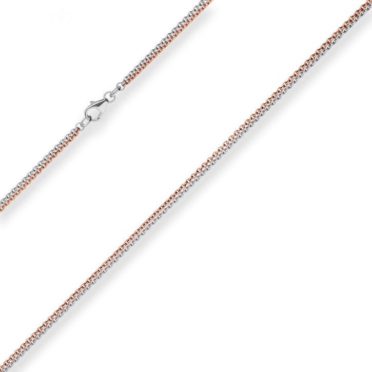 1.6mm Rund-Ankerkette aus 585 Gold rot weiß 42cm