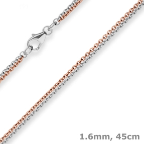 1,6mm Rund-Ankerkette Goldkette Collier Halskette aus 585 Gold rot/weiß 45cm