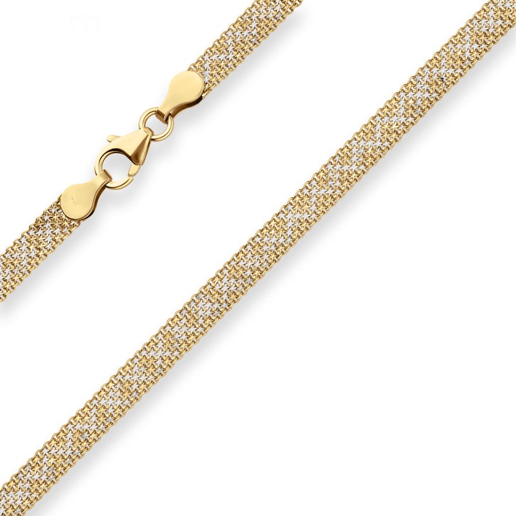 4.8mm Geflechte-Kette Collier aus 375 Gold gelb weiß 45cm