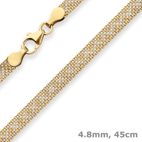 4,8mm Geflechte-Kette Collier Collier Halskette aus 375 Gold gelb/weiß 45cm