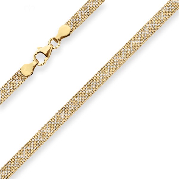 4.8mm Geflechte-Kette Collier aus 375 Gold gelb weiß 45cm