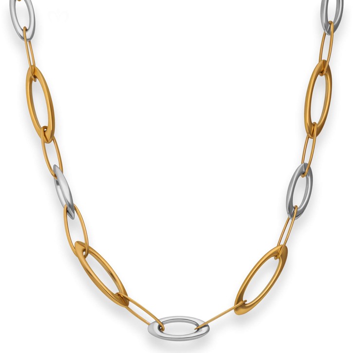 8mm Fantasiekette aus 585 Gold gelb weiß 45cm