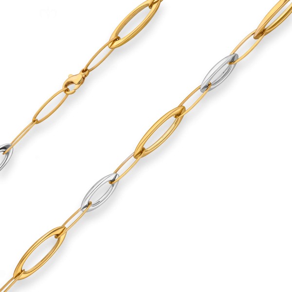 8mm Fantasiekette aus 585 Gold gelb weiß 45cm