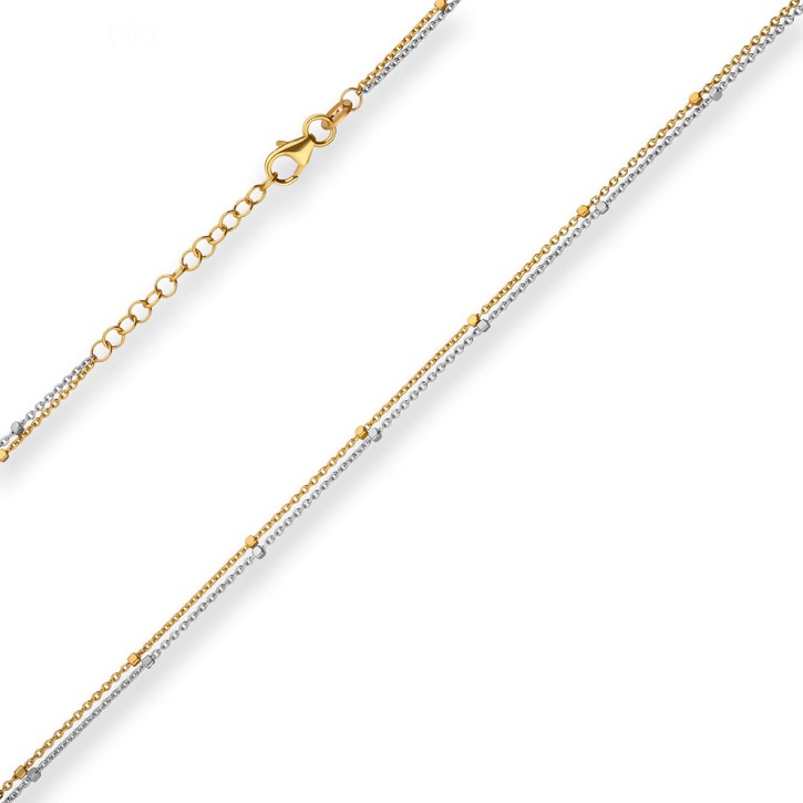 1.4mm Fantasiekette aus 585 Gold gelb weiß 42cm