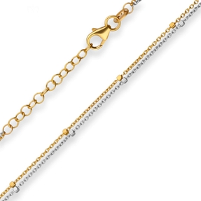 1,4mm Fantasiekette Goldkette Collier Halskette aus 585 Gold gelb/weiß 42cm
