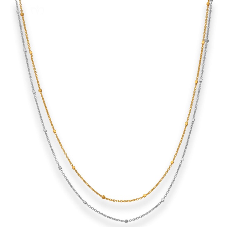 1.4mm Fantasiekette aus 375 Gold gelb weiß 42cm