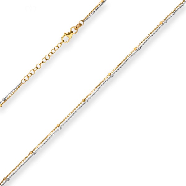 1.4mm Fantasiekette aus 375 Gold gelb weiß 42cm