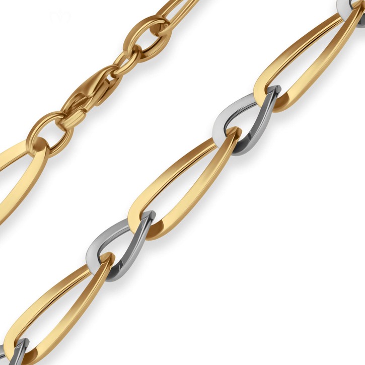7.3mm Fantasiekette aus 585 Gold gelb weiß 45cm