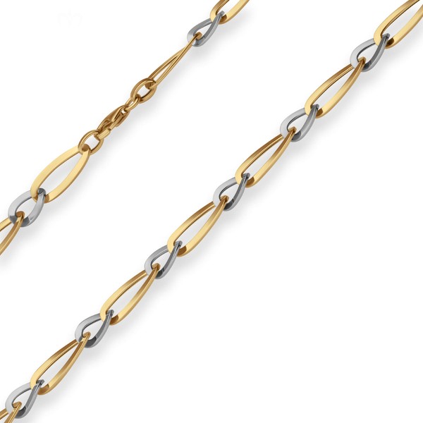 7.3mm Fantasiekette aus 585 Gold gelb weiß 45cm