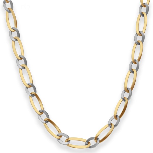7.3mm Fantasiekette aus 585 Gold gelb weiß 45cm