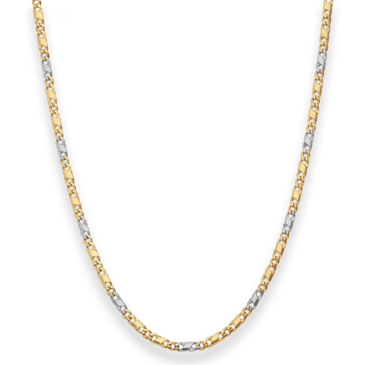 2.7mm Dollarkette aus 585 Gold gelb weiß 45cm
