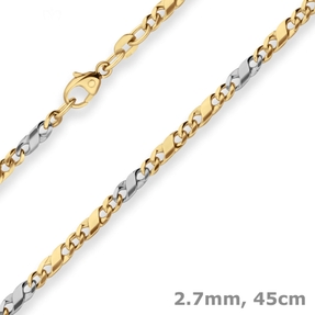 2,7mm Dollarkette Goldkette Collier Halskette aus 585 Gold gelb/weiß 45cm